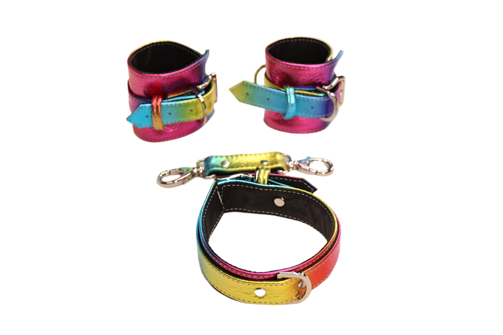 Rainbow and Silver Cuff Set