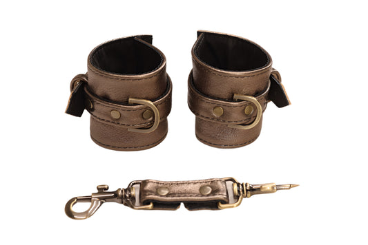 Metallic Gray and Antique Brass Cuff Set