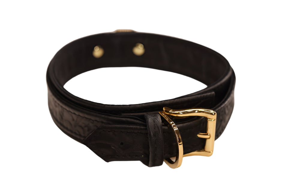 Black Tooled and Gold Collar