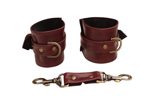 Red Wine and Antique Brass Cuff Set