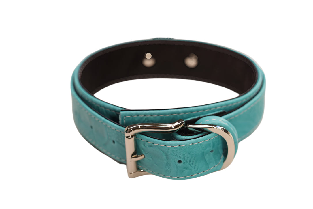 Turquoise Tooled and Silver Collar