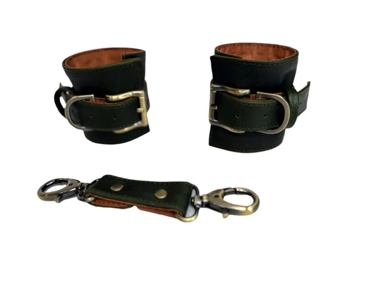Dark Green and Antique Brass Cuff set