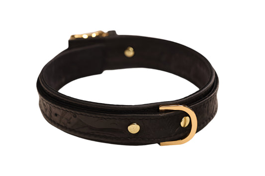 Black Tooled and Gold Collar