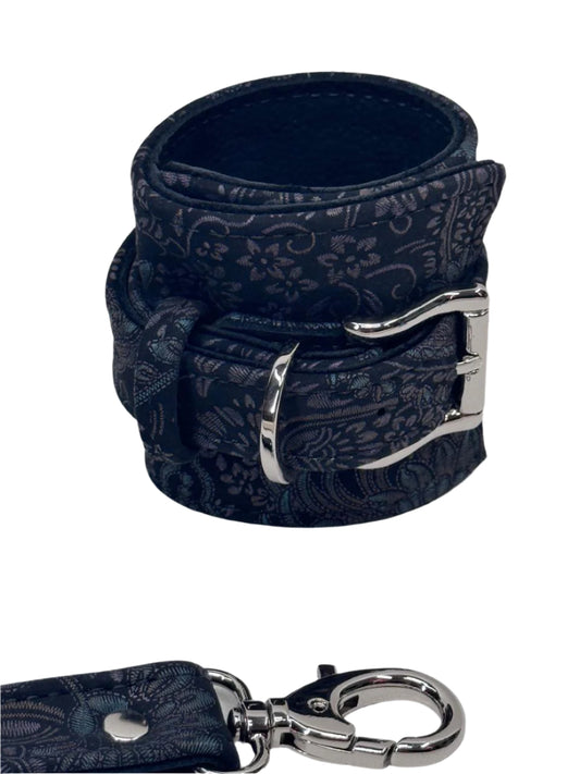 Black Paisley and Silver Cuff Set
