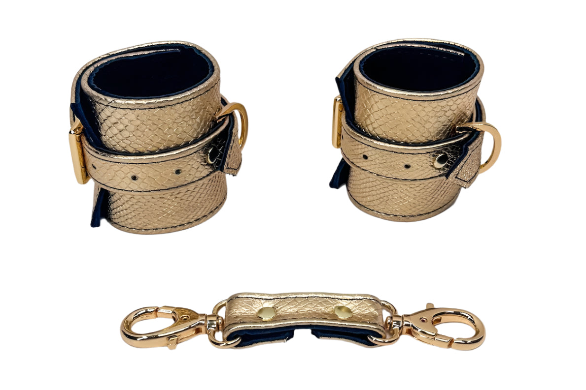 Gold Imitation Snake Skin Cuff Set