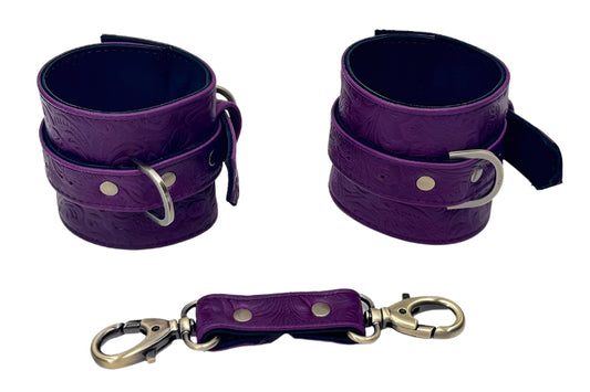 Purple Calfskin and Silver Cuff Set