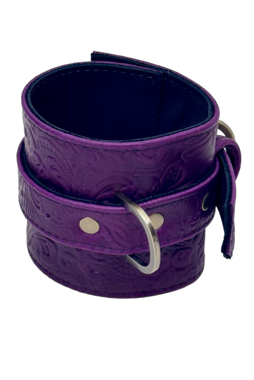 Purple Calfskin and Silver Cuff Set
