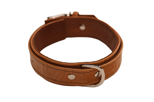 Tan Tooled and Antique Brass Collar