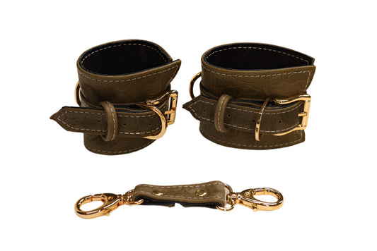 Olive Tooled and Gold Cuff Set