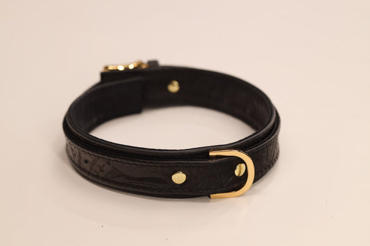 Black Tooled and Gold Collar