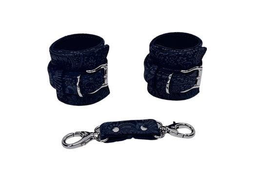 Black Paisley and Silver Cuff Set