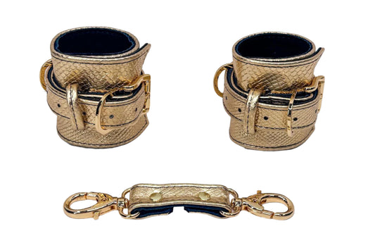 Gold Imitation Snake Skin Cuff Set