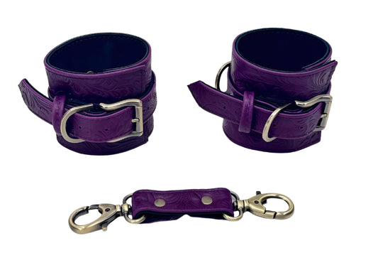 Purple Calfskin and Silver Cuff Set